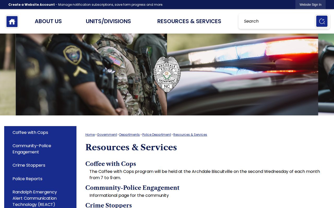 Archdale Police public resources for Randolph County arrest records